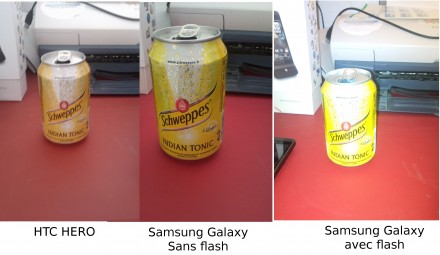 Comparatif HTC Hero, Samsung Galaxy (sans flash et avec)