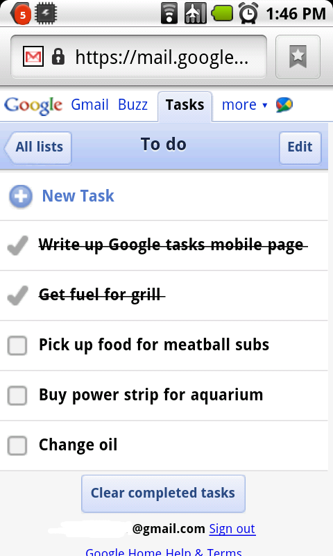 Google Tasks mobile pour Android